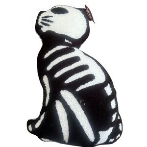 Red Shed Halloween Skeleton Cat Plush Pillow Spooky Comfort Decor